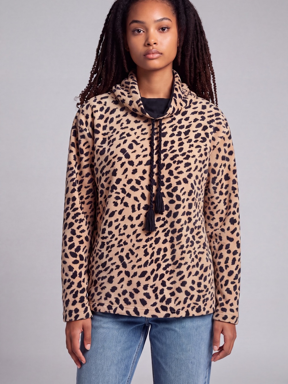Vintage Dana Buchman Leopard Print Funnel Neck Pullover Top - Size 8